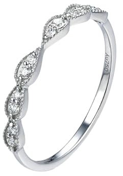 Ayoiow Damen Ring 9 Karat Runder Ring Mit Weißer Runder Form Moissanite Hochzeit Ringe