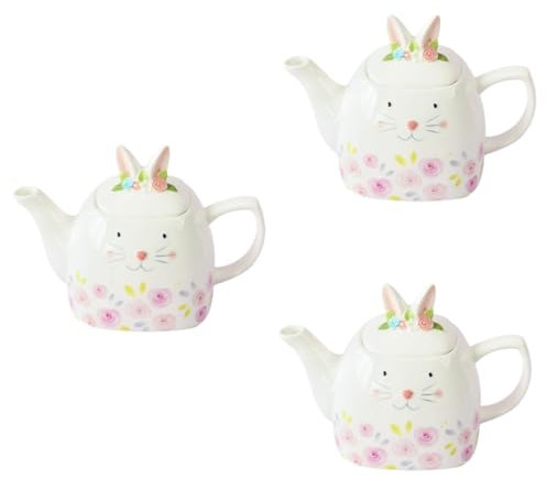 MILISTEN 3 Piezas Jarra De Leche De Pascua Tetera Decoración De Oficina Cafetera Tetera De Conejo Té De Hojas Sueltas Tetera Más Empinada Decoración De Cerámica - Tetera Tetera De Cerámica
