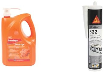 Swarfega Orange Hand Wash, Solvent-Free Heavy Duty Hand Cleaner & Sika Sikaflex-522 Caravan And Motorhome Adhesive Sealant – Moisture Curing – Weather And Mould Resistant – White – 300ml