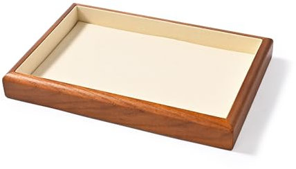 Papten Bandeja para joyas de madera de alto nivel, organizador de joyas para cajón, apilable, bandeja para joyas, exhibición de joyas, 25 x 17 x 3 cm (beige)