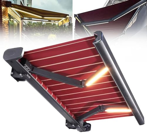 Tenda elettrica retrattile per patio, con telecomando e luce, tenda da sole in alluminio per esterni, riparo su terrazza, cortile, giardino, balcone