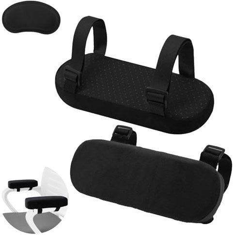 2 Stück Armlehnen Pads, Memory Foam Stuhl Armlehne Polster Ergonomische Dicken Armlehne Kissen Armlehnenbezug für Bürostuhl Memory Schaum Ellenbogenkissen Pads Schwarz