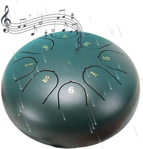 Zungentrommel 6 Zoll,Regentrommel für den Garten,Handpan Instrument Stahlzungentrommel,6'' 8 Noten musikinstrumente für Klangheilung Meditation Yoga