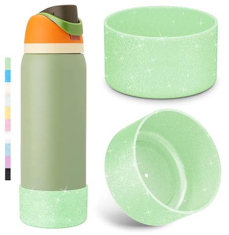 2 botas de silicona con purpurina para botella de agua Owala de 24 onzas, 32 onzas, 40 onzas, funda protectora antideslizante para botella de agua Owala Twist, FreeSip y Flip de acero inoxidable, sin