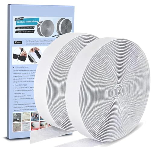 Klettband Selbstklebend Extra Stark,10Mx20mm Doppelseitig Klett Mit Klettverschluss Kelbstklebendes, Weiß Klebepad Flauschband Und Hakenband Für Fliegengitter, Couch-Kissen