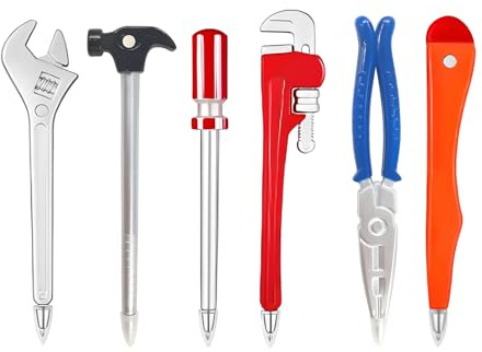 Verazquy 6 Pcs Novelty Tool Pens Set, Different Shapes Funny Cute Cool Pens Mixed Style Stationary Black Ink Ballpoint Pen for Writing School Student Office Gift Stationary Supplies Work Pens
