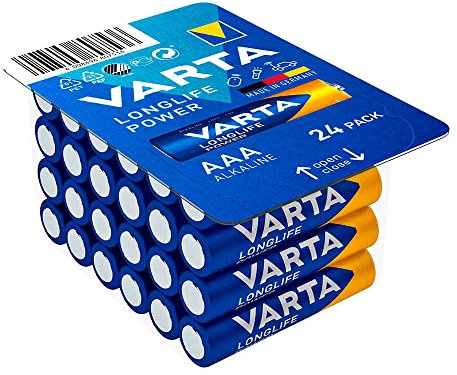 Pile AAA Longlife Power 24 unités, Ø10,5 x 44,5 mm, idéale pour appareils électroniques et Jouets.