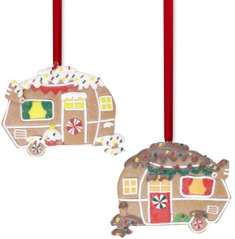 Lebkuchen-Camper-Ornament, Weihnachtsbaumschmuck, Feiertags-Hängezubehör, 11,4 cm (2 Stück)