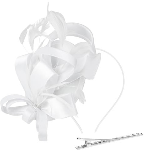 Alaoo Fascinator Hüte für Damen, Damen Fascinators Hut, Pillbox Hut mit Schleier Stirnband für Hochzeit Tea Party Mesh Blume Cocktail Party (Farbe: 02-Weiß)