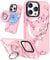 Kokaade for iPhone 15 Pro Max Case for Women Girls - Cute Kawaii Peach Blossom Design Compatible with Magsafe for Magnetic Ring Holder Stand Phone Cover Girly TPU Funda for iPhone 15 Promax