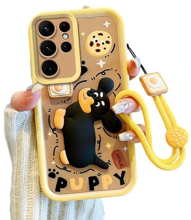 CAQAKA Coque compatible avec Samsung Galaxy S24 Ultra - Coque de téléphone 3D avec cordon de suspension, pour homme et femme, design amusant et cool, compatible avec Samsung 24 Ultra