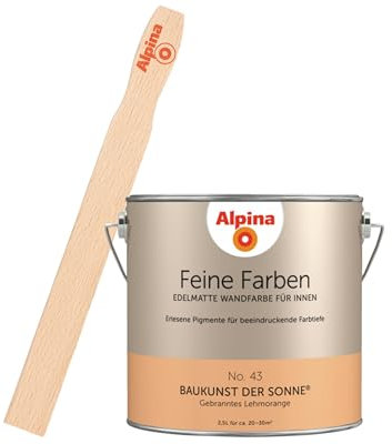 Alpina Feine Farben inkl. Rührstab – No. 43 Baukunst der Sonne – edelmatte Innenfarbe - Wandfarben für einzigartige Farbwirkungen und Raumstimmungen – Gebranntes Lehmorange - 2,5 Liter