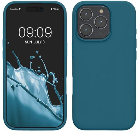 kwmobile Case Compatible with Apple iPhone 16 Pro Max Case - TPU Silicone Phone Cover with Soft Finish - Teal Matte