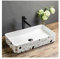 Lavello Bagno Lavabo da Bagno Rettangolare da 24x13,7, Lavabo da Bagno in Ceramica da appoggio in Ceramica Bianca Terrazzo, Senza Foro di Troppo Pieno, Lavabo da Vanità con Rubinetto Nero e Scarico
