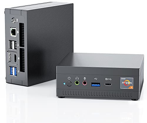 NiPoGi AMD Ryzen 7 3750H Mini PC,16GB RAM+512GB M.2 SSD Ordenadors de Sobremesa,Windows 11, Support 2.5”SSD/HDD,Bluetooth 4.2,Dual WiFi,4K,Triple Display Office Computadora