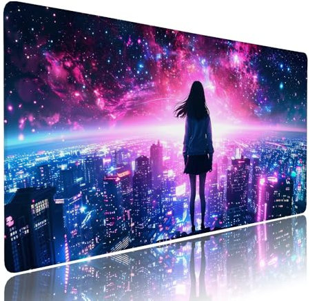 Tappetino Mouse Gaming xxl Accessori Scrivania Ufficio Nero Sogno Grande Tappetino Mouse e Tastiera Sottomano da Scrivania, Gaming Accessori pc 600x300x3mm Base Antiscivolo, per PC Gamer Laptop d-434