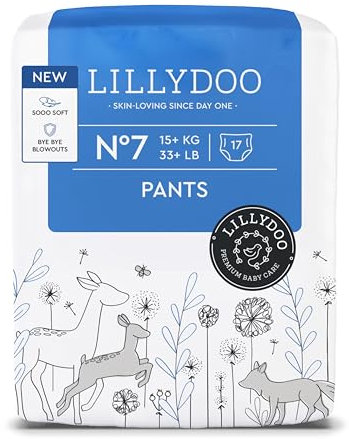 LILLYDOO Baby Windeln Pants - Größe 7 (15+ kg), 17 Höschenwindeln, Sicherer Auslaufschutz - Hautfreundlich, Weich & Ohne Lotionen für empfindliche Haut, Dermatologisch getestet