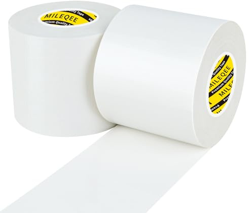 MILEQEE 2 Rollen, Reparaturband, Weißes Klebeband, 70mm×20m | Wasserdichtes Dichtungsband, Rückstandslos & Entfernbar, Stark Haftendes Gewebeband für Reparieren, Bündeln, Isolieren