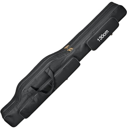 Fish Rod Bag, Portable Rod and Reel Holdall Bag 600D Oxford Foldable Fishing Pole Gear Carrier Case with Adjustable Shoulder Strap for Outdoor (130cm/150cm Optional)