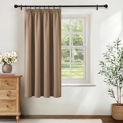KGORGE Rideau Galon Fronceur Occultant Isolant Thermique Intérieur Moka | L140xH175cm, 1 Panneau, Rideaux Opaques, Anti Froid et Chaleur, Anti UV, pour Fenêtre Cuisine Maison Salon Moderne