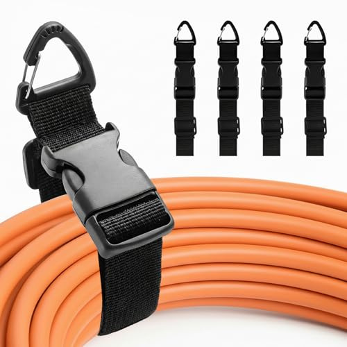 4 Pcs Verlängerungskabel Organizer & Aufhänger, Verstellbarer Schlauch | Dreieckschnalle für Kabel, Seile, Schläuche, bis 22kg, Organisation und Aufbewahrung in Haus, Garage und Werkstatt