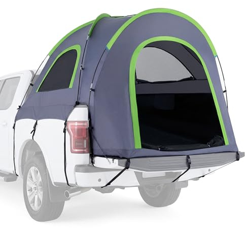 HOMASIS Dachzelt Truck LKW Zelt, Doppelschichtzelt Outdoors Pickup Zelt wasserfest mit Regenschutz, Truck-Zelt mit Netzfenster & Tür, Campingzelt für 3-4 Personen mit Tragetasche für Camping & Angeln