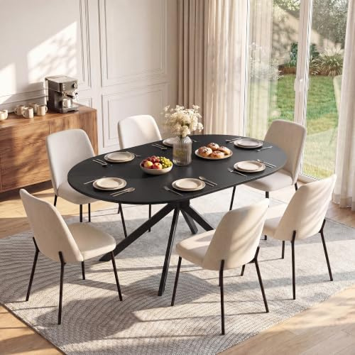 APICIZON Esstisch Ausziehbar, Esstisch 110-150 x 76cm für 4-6 Personen | Küchentisch,Esstisch Rund Ausziehbar, Esszimmertisch, Esstisch Oval, Dining Table für Küche, Esszimmer und Wohnzimmer,Schwarz