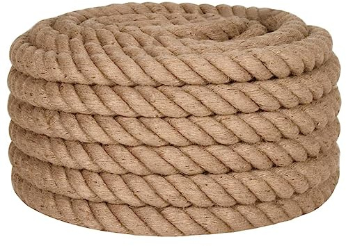 Corde en jute naturelle 25 m diamètre 30 mm | 100 % jute naturelle, résistante, pour artisanat, décoration, emballage, jardinage