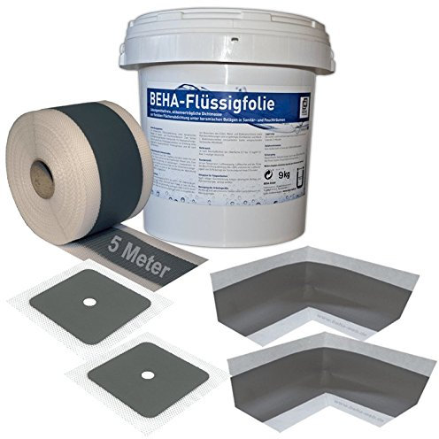 BEHA Dichtset 4, Dichtband, Flüssigfolie, Innenecken, Wandmanschetten, Abdichtung unter Fliesen und Platten in Feuchträumen