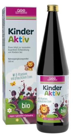 GSE Kinder Aktiv Complex (Bio) 330 ml Saft mit Vitamin B-Komplex, Eisen und Folsäure Eisen für Energie, Folsäure für Blutbildung, vegan