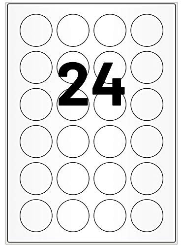 Laserdrucker Etiketten auf A4 Bogen, weiß - Ø 40 mm - 2.400 Papier Aufkleber rund auf 100 Blatt, ablösbare Universal Etiketten, matte Klebepunkte