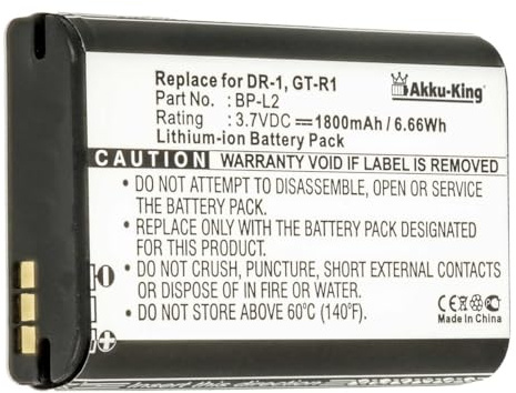 Akku-King Akku kompatibel mit Tascam BP-L2 - Li-Polymer 1800mAh - für Tascam DR-1, GT-R1
