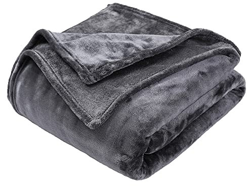 GonZalo GraCia. Fleece Blanket Reversible Dark Grey Throw For Sofa 150x200cm Faux Fur Bed Blanket 400 GSM Winter Warm (Dark Grey, Double)