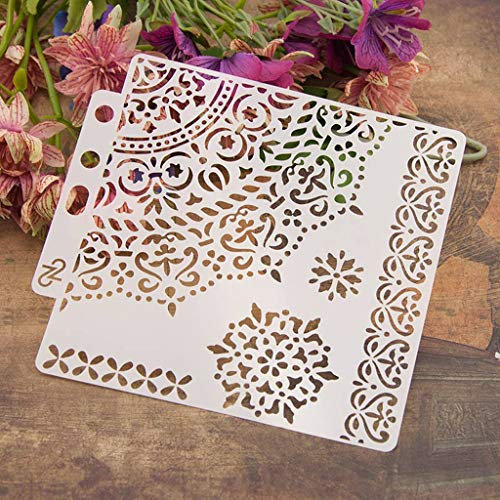 ECMQS Flower DIY Painting Stencils Schablonen, Waschbar Reusable Hohl Schablone Für Das Malen Von Holzveranda-Schildern, Verwendung An Der Wand, Stoff Und Platten Usw