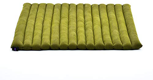 Leewadee Zabuton Rollbare Meditations-Matte Tragbare Sitzmatte Ökologisches Naturprodukt, Kapok, 70 x 70 cm, grün
