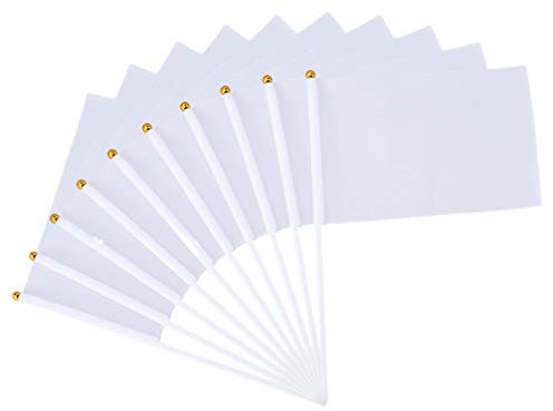 Amosfun Fahnen des weißen Stockes 20pcs die die tragbare wellenartig bewegende Flagge läuft Fahne wellenartig bewegen kurbelten Handflagge für Festivalpartei an