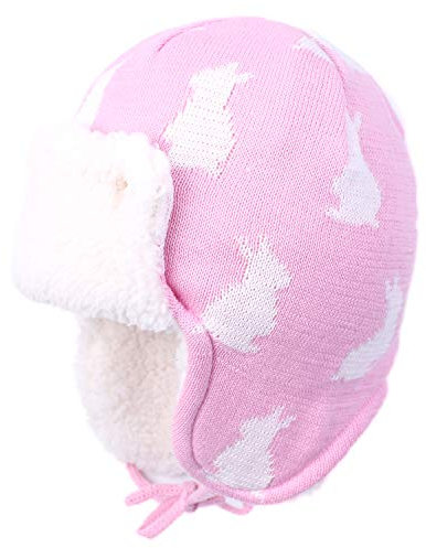 Yixda Unisex Baby Wintermütze mit Ohrenklappen Kinder Trappermütze Ski Hut (Hase, 2-4 Jahre)