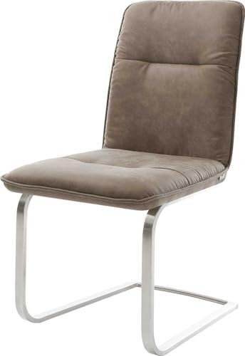 Schwingstuhl Vinjo-Flex Freischwinger flach Edelstahl Mikrofaser Taupe Vintage