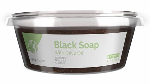 Fatima's Garden Olivenöl Schwarze Seife - Natürlicher Reiniger, 150g
