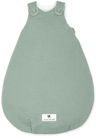 Julius Zöllner Babyschlafsack gefüttert Musselin 2,5 TOG Gr. 50/56 | 100% Baumwollmusselin | Oeko-TEX Standard 100 | grün