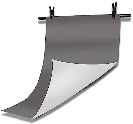Pixapro 56x88cm Dual Sided Coloured Paper Backgrounds Food Photography Backdrop Lighting Self Tape Photo shoot Portrait Studio Screen Kit Filming Light Booth (Without Stand, Light Grey/Dark Grey)