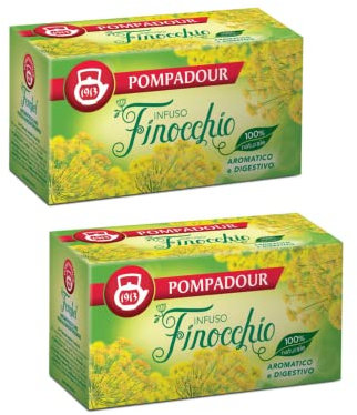 Pompadour 1913 Infuso al Finocchio Aromatico e Digestivo 100% Naturale - 2 x 20 Bustine di Tè (80 Gr)