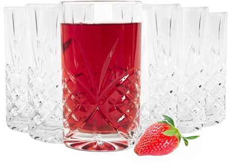 Sendez 6 Longdrinkgläser 300ml mit Relief Wassergläser Saftgläser Trinkgläser Cocktailgläser