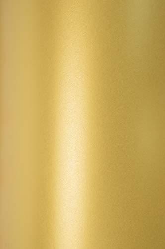 Netuno 10 x Blatt Perlmuttgold, 125 g, A5, 148 x 210 mm, Sirio Pearl Aurum, hochwertiges Papier, für Hochzeit, Geburtstag, Weihnachten, Einladungen, Diplome, Grußkarten, Scrapbooking, Basteln