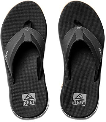 REEF Anchor - Chanclas de playa para hombre, impermeables, con acolchado en el talón, Negro/Plata, 46 EU