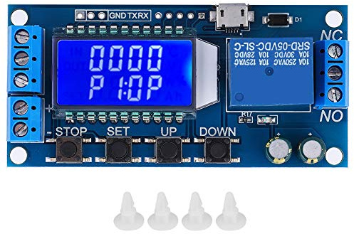 ASHATA Zeitverzögerungsrelaismodul, 5V 12V 24V Zeitverzögerungsrelaismodul Verzögerungs-Aus-Zyklus-Timer 0,01s-9999min mit LCD-Anzeige, 0,01s-9999min Verzögerungs-Controller-Karte