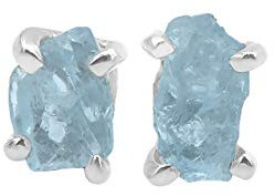 Starborn Roh Aquamarin Edelstein Ohrstecker 925 Sterling Silber (Aquamarin)