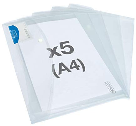 Rapesco 1629 A4+ Druckknopfmappe mit Visitenkartensicht, Transparent, 5 Stück