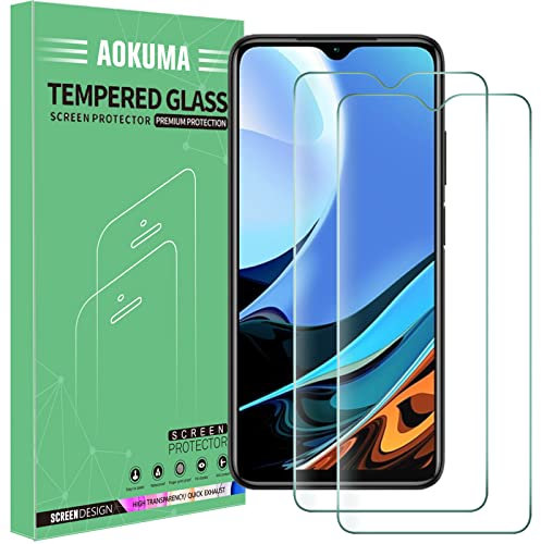 AOKUMA Cristal Templado Xiaomi Redmi 9T, [2 Unidades] Protector Pantalla para Xiaomi Redmi 9T Robusto Antiarañazos Antihuellas con Borde Redondeado Dureza 9H+ Antiburbujas