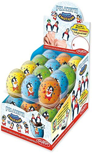 DOLFIN OVETTI POLARETTI PZ 24x20g Espositore 24 ovetti di cioccolato al latte con sorpresa Polar Emoticon